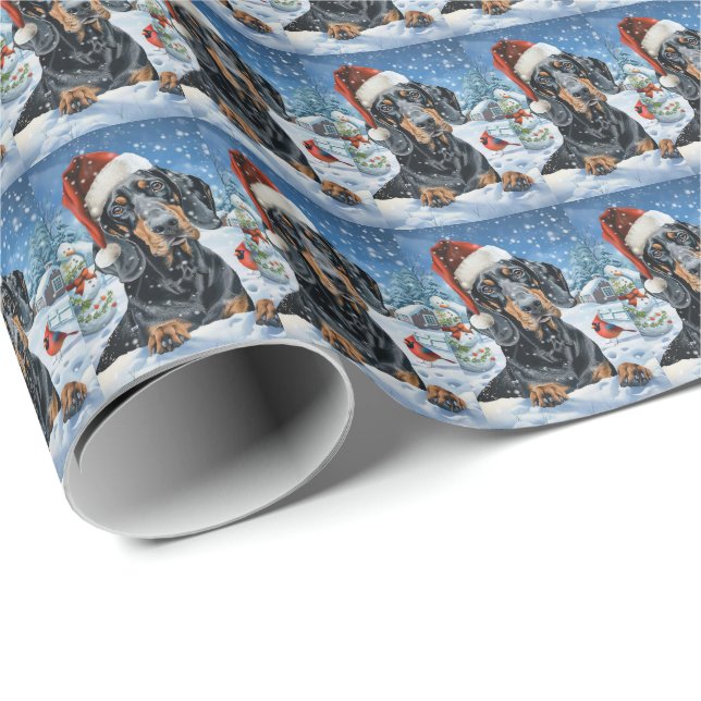 Bluetick Coonhound Dog Winter Wonderland Weihnacht Geschenkpapier (Rolleneckpunkt)