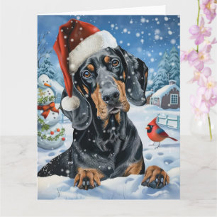 Bluetick Coonhound Dog Winter Wonderland Weihnacht Karte