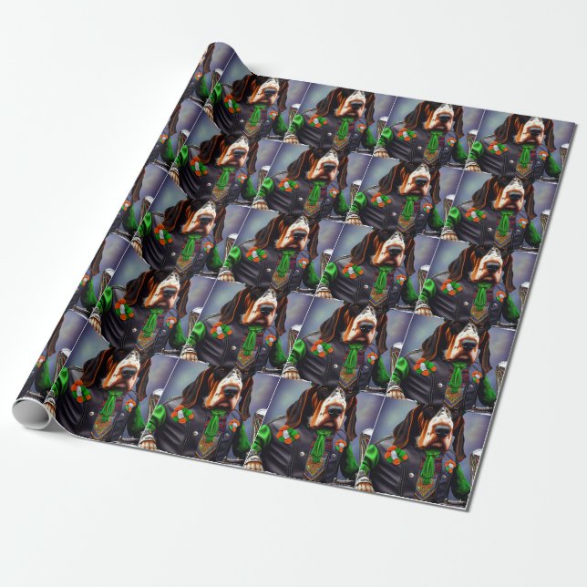 Bluetick Coonhound Fahrrad St. Patrick's Day Geschenkpapier (Ungerollt)