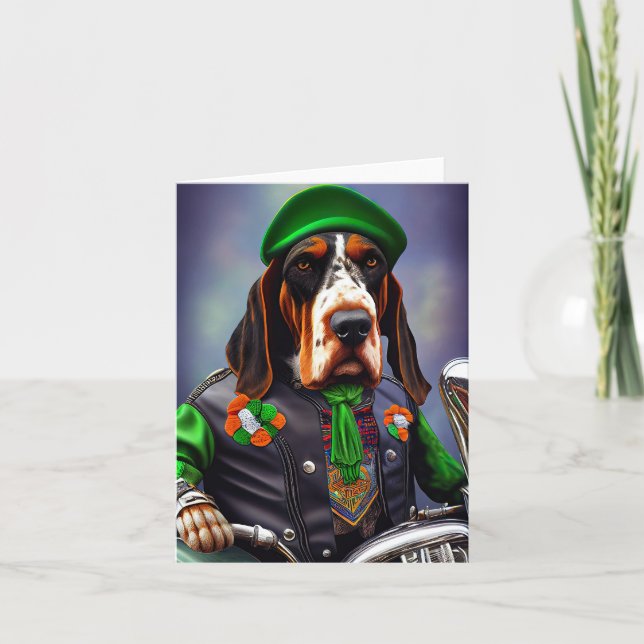 Bluetick Coonhound Fahrrad St. Patrick's Day Karte (Vorderseite)