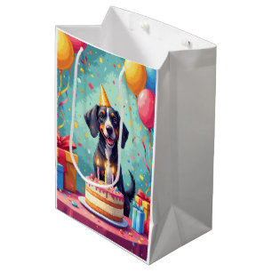 Bluetick Coonhound Geburtstagsfeier Mittlere Geschenktüte
