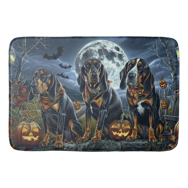 Bluetick Coonhound Halloween Spooky Badematte (Vorderseite)
