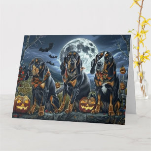 Bluetick Coonhound Halloween Spooky Karte