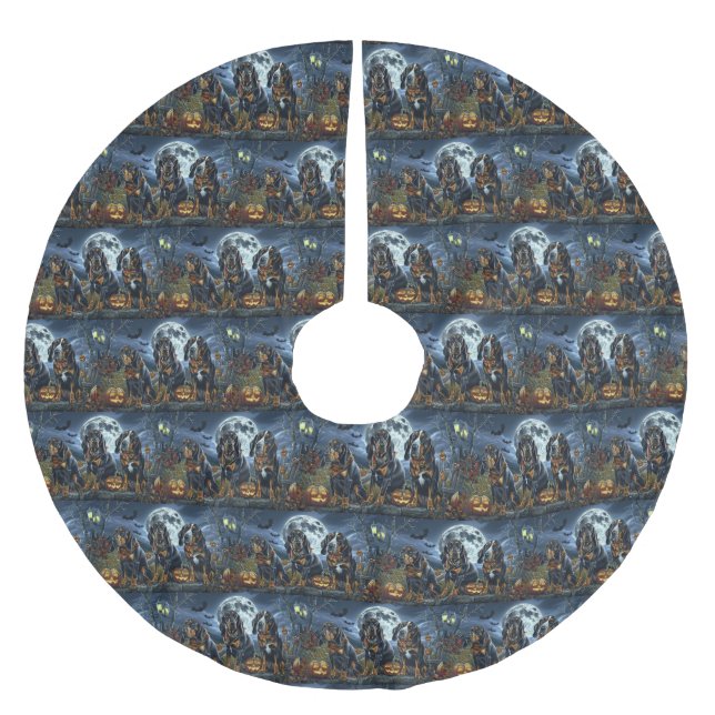 Bluetick Coonhound Halloween Spooky Polyester Weihnachtsbaumdecke (Vorderseite)