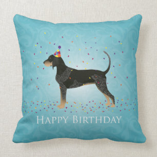 Bluetick Coonhound Happy Birthday Design Kissen