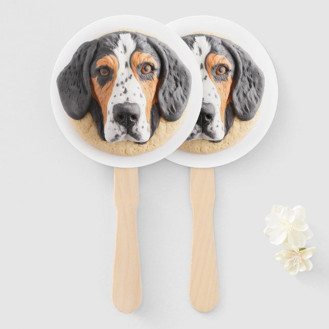 Bluetick Coonhound Hund 3D Inspiriert Fächer (Vorne und Hinten)