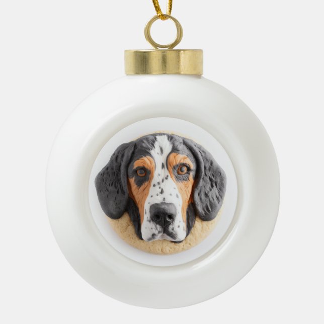 Bluetick Coonhound Hund 3D Inspiriert Keramik Kugel-Ornament (Vorderseite)