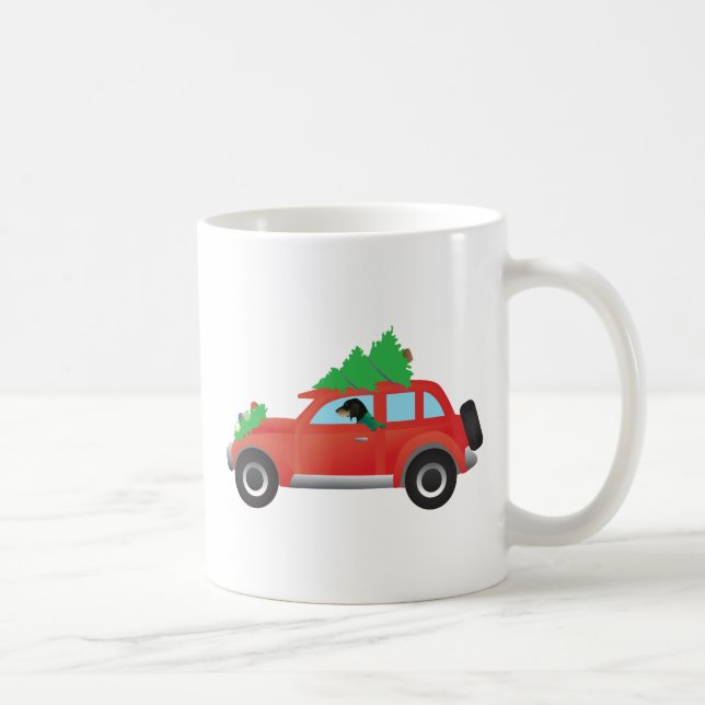 Bluetick Coonhound Hund fahren Weihnachtswagen Kaffeetasse (Rechts)