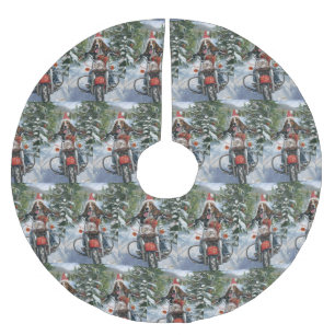 Bluetick Coonhound Hund fährt Motorrad Weihnachten Polyester Weihnachtsbaumdecke