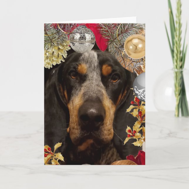Bluetick Coonhound Hund/Foto Weihnachten Karte (Vorderseite)