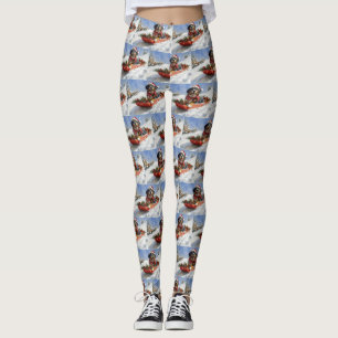 Bluetick Coonhound Hund im Schlitten Weihnachten Leggings