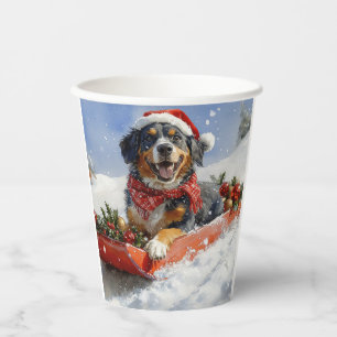 Bluetick Coonhound Hund im Schlitten Weihnachten Pappbecher