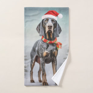 Bluetick Coonhound Hund im Schnee Weihnachten Badhandtuch Set