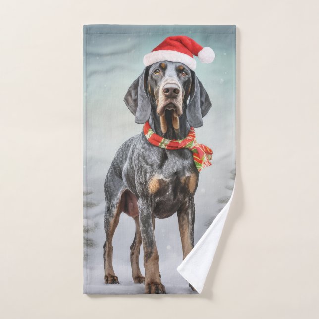 Bluetick Coonhound Hund im Schnee Weihnachten Badhandtuch Set (Handtuch)