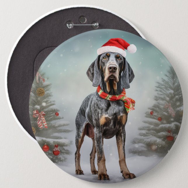 Bluetick Coonhound Hund im Schnee Weihnachten Button (Vorne & Hinten)