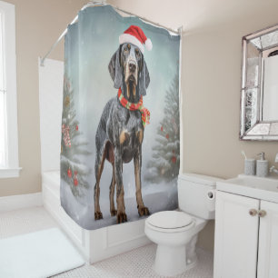 Bluetick Coonhound Hund im Schnee Weihnachten Duschvorhang