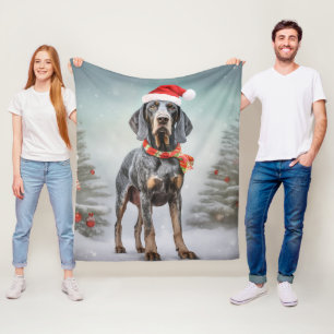 Bluetick Coonhound Hund im Schnee Weihnachten  Fleecedecke