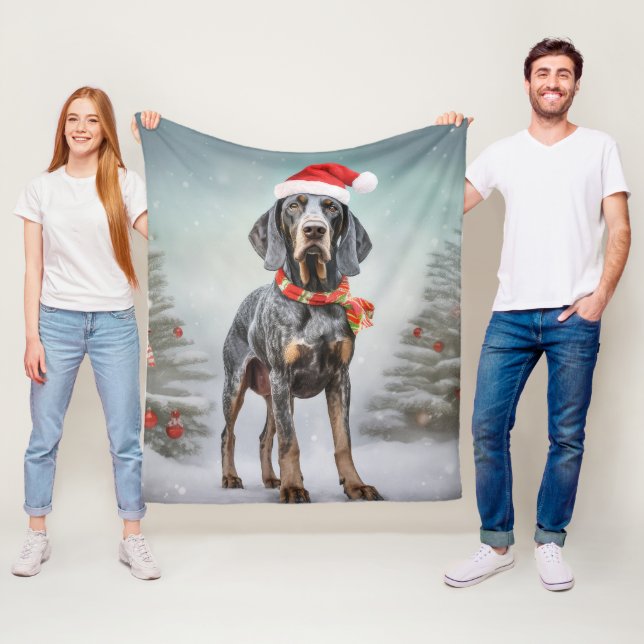Bluetick Coonhound Hund im Schnee Weihnachten Fleecedecke (Beispiel)