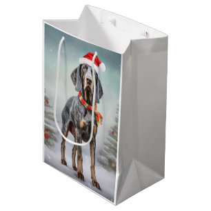 Bluetick Coonhound Hund im Schnee Weihnachten  Mittlere Geschenktüte