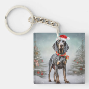 Bluetick Coonhound Hund im Schnee Weihnachten Schlüsselanhänger