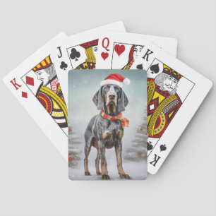 Bluetick Coonhound Hund im Schnee Weihnachten Spielkarten
