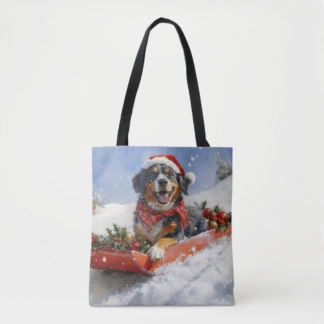 Bluetick Coonhound Hund in Sledge Weihnachten (Vorderseite)