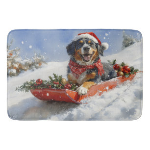 Bluetick Coonhound Hund in Sledge Weihnachten Badematte