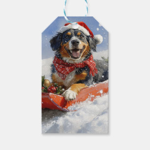 Bluetick Coonhound Hund in Sledge Weihnachten Geschenkanhänger
