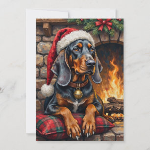 Bluetick Coonhound Hund Kuscheliges Lodge Weihnach Feiertagskarte