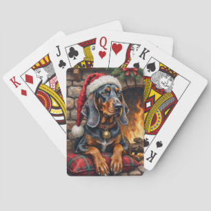 Bluetick Coonhound Hund Kuscheliges Lodge Weihnach Spielkarten