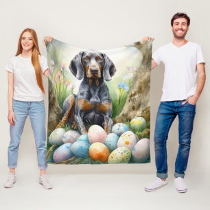 Bluetick Coonhound Hund mit Ostereiern Feiertag  Fleecedecke