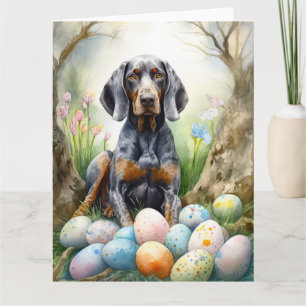 Bluetick Coonhound Hund mit Ostereiern Feiertag  Karte