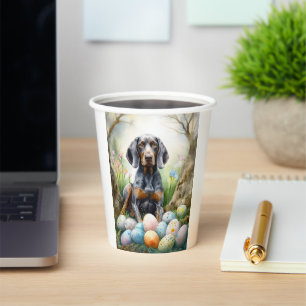 Bluetick Coonhound Hund mit Ostereiern Feiertag  Pappbecher