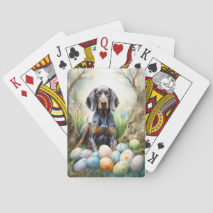 Bluetick Coonhound Hund mit Ostereiern Feiertag  Spielkarten