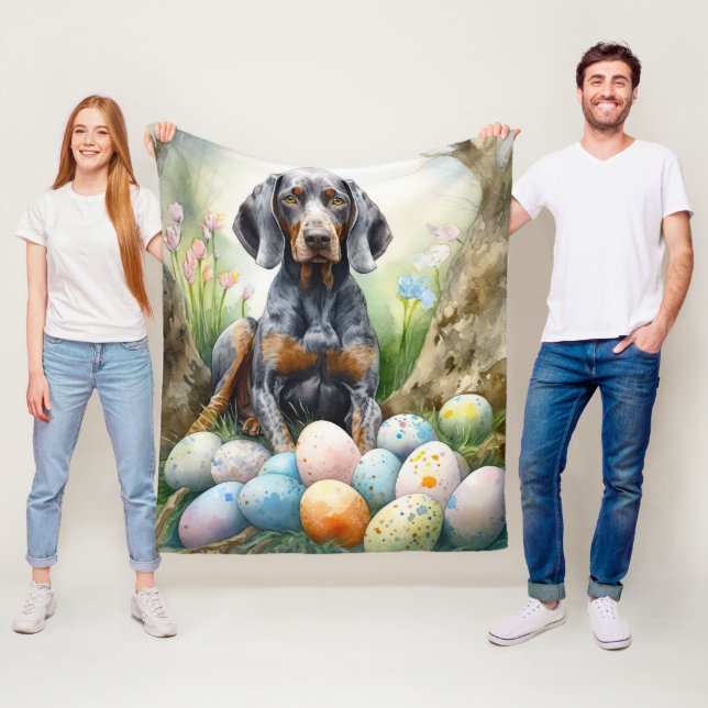 Bluetick Coonhound Hund mit Ostereiern Urlaub Fleecedecke (Beispiel)