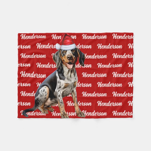 Bluetick Coonhound Hund Name Weihnachtsfeiertag Fleecedecke (Vorderseite (Horizontal))