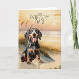 Bluetick Coonhound Hund Sonnenuntergangsstrand Vat Feiertagskarte