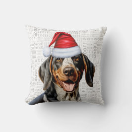 Bluetick Coonhound Hund Wasserfarbe Weihnachten Kissen