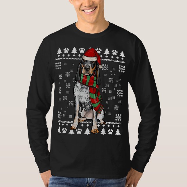 Bluetick Coonhound Hund Weihnachtsmannmütze Xmas U T-Shirt (Vorderseite)