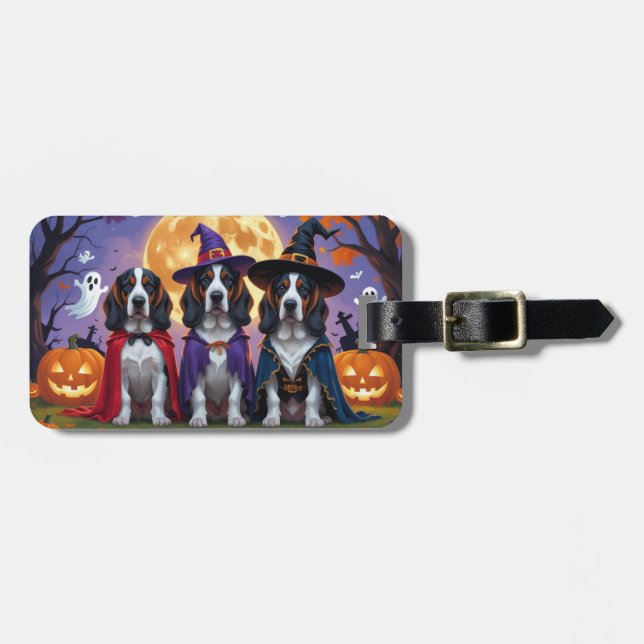 Bluetick Coonhound Hunde Pumpkin Halloween Funny Gepäckanhänger (Vorderseite horizontal)