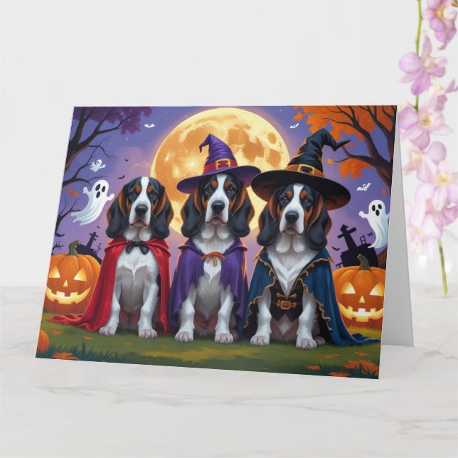 Bluetick Coonhound Hunde Pumpkin Halloween Funny Karte (Orchidee)