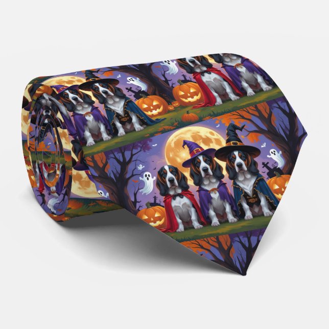 Bluetick Coonhound Hunde Pumpkin Halloween Funny Krawatte (Gerollt)