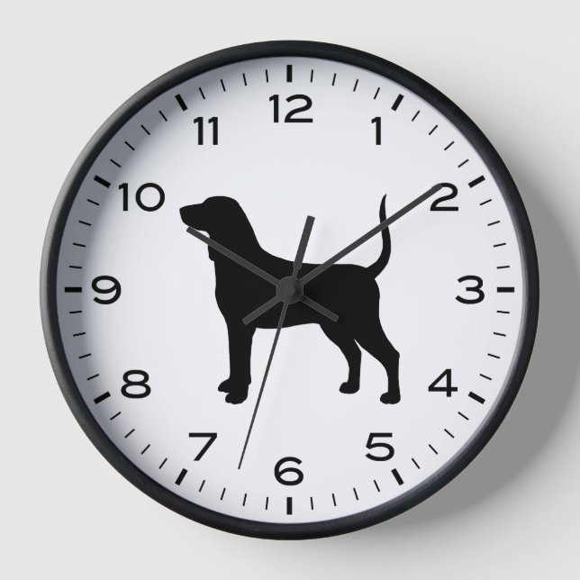 Bluetick Coonhound Hunde Silhouette Uhr (Vorderseite)