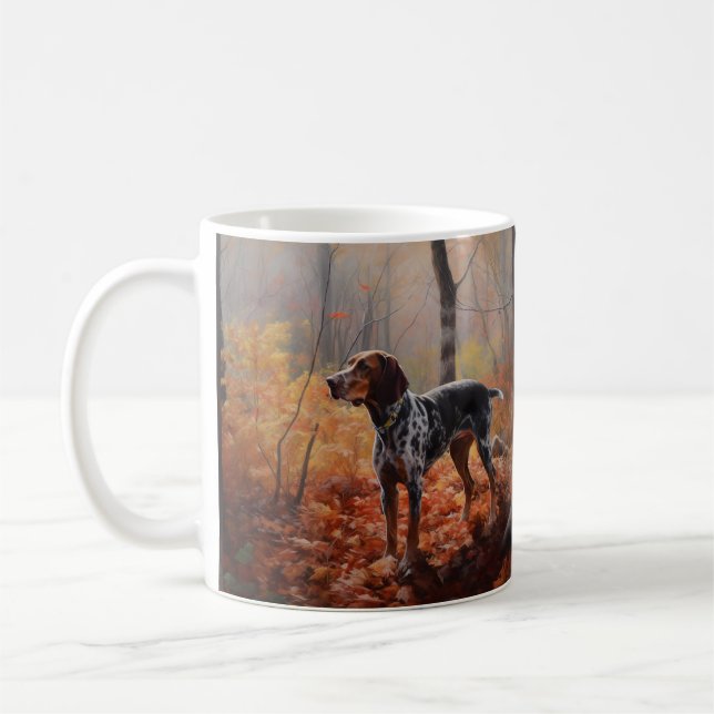 Bluetick Coonhound im Herbst Leaves Fall Inspirier Kaffeetasse (Links)