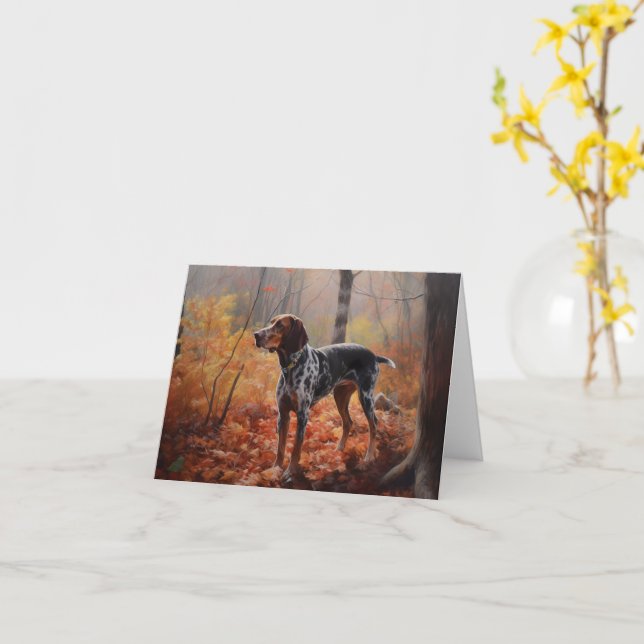 Bluetick Coonhound im Herbst Leaves Fall Inspirier Karte (Gelbe Blume)