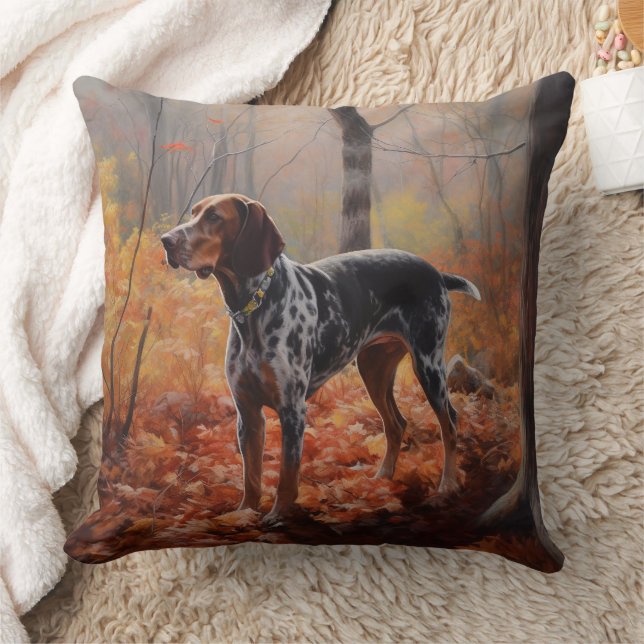 Bluetick Coonhound im Herbst Leaves Fall Inspirier Kissen (Decke)