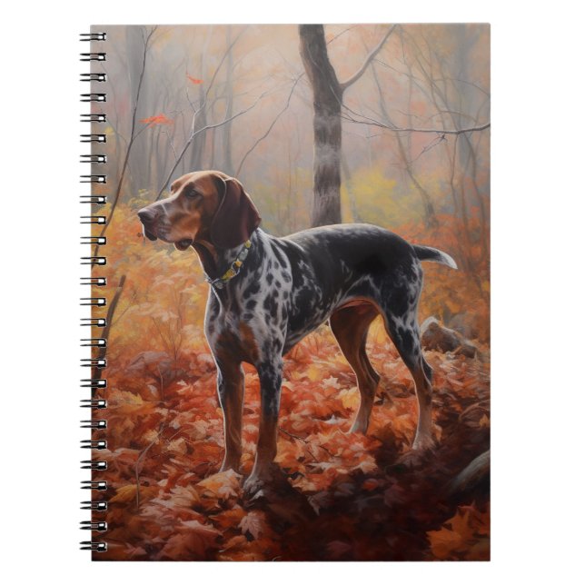 Bluetick Coonhound im Herbst Leaves Fall Inspirier Notizblock (Vorderseite)