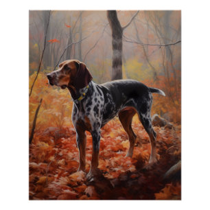 Bluetick Coonhound im Herbst Leaves Fall Inspirier Poster
