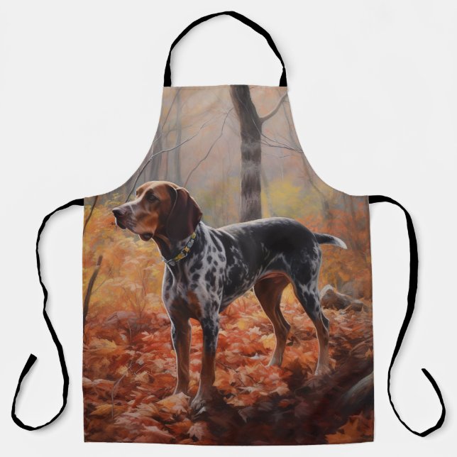 Bluetick Coonhound im Herbst Leaves Fall Inspirier Schürze (Vorderseite)