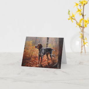 Bluetick Coonhound im Herbstlaubfall inspiriert Karte